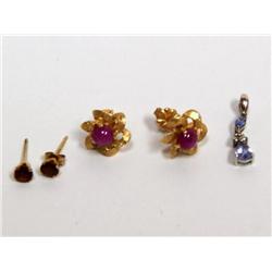 AAA Tanzanite Pendant, Star Ruby & Garnet Earrings