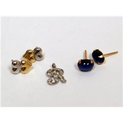 AAA Blue Star Sapphire earrings, Initial R Pendant