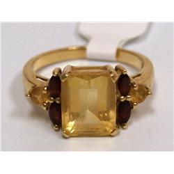 10.00Ctw AAA Yellow Citrine & Garnets Ladies Ring