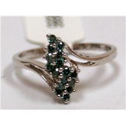 10K Gold Ring With Green Diamonds