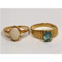 AAA Australian Opal & Blue Topaz Ring
