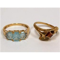 AAA Blue Topaz Ring & Garnet Ladies Ring