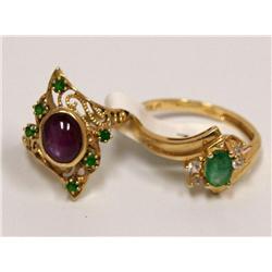 AAA Star Ruby Ring & Emerald  Ladies Ring