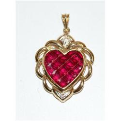 14K Gold & Ruby Charm Pendant