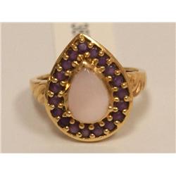 AAA Australian Fire opal & Amethyst Ladies Ring