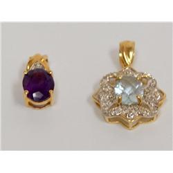 AAA Blue Topaz, Amethyst & Diamonds Pendant