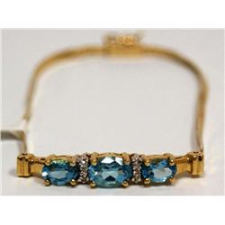 14K Diamond & Blue Topaz Bracelet