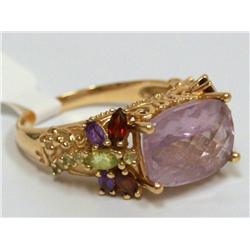 AAA Iolite, Garnet & Peridot Hand Carved Ladies Ri