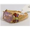 Image 2 : AAA Iolite, Garnet & Peridot Hand Carved Ladies Ri