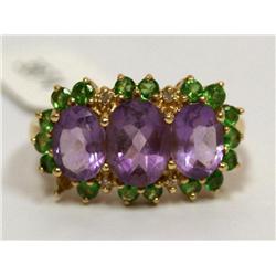 5.00Ctw AAA Amethyst, Colombian Emerald & Diamonds