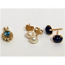 AAA Blue Topaz Pendant, Star Sapphire & Pearl Earr