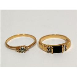 Black Onyx Ring & Blue Topaz Ring