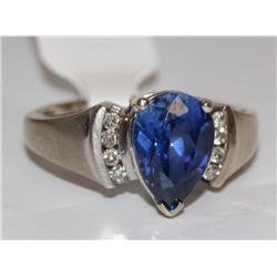10K Gold  Ladies Ring W/Sapphire & Diamonds