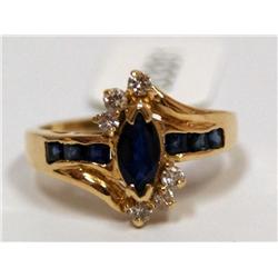 14K gold Ring With Diamonds & Sapphires