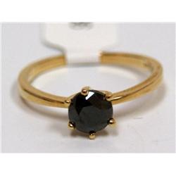 10K Gold Ring & 1ctw Black Solitaire Diamond