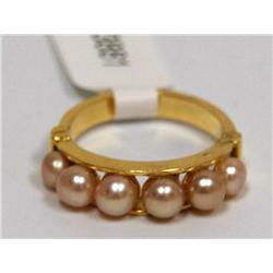 18Kt 6 Pink Pearls Design Hand Made Ladies Ring