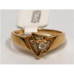 Diamonds Solitaire Triangle Design Ladies Ring