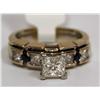 Image 1 : 2.00Ctw Diamonds Princess Cut & Sapphire Ladies Ri
