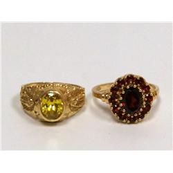 AAA Yellow Citrine & Garnet Ring