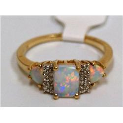 AAA Australian Fire Opal & Diamonds Ladies Ring