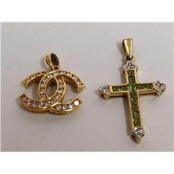 Diamonds Chanel Pendant & Peridot Diamonds Cross P