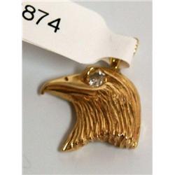 Diamond Eagle Head Hand Carved Pendant