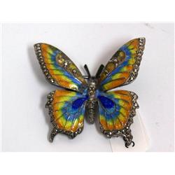 1890's Victorian Butterfly Sterling Enamel Germany