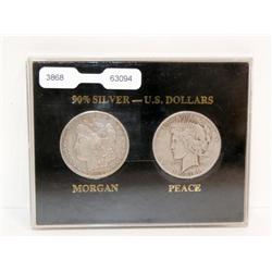 Two Coin Morgan and Peace Dollar Set