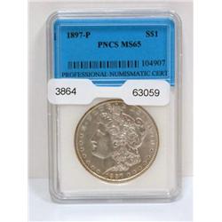 1897-P PNCS MS65 Uncirculated Morgan Silver Dollar
