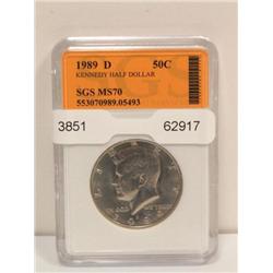 1989-D MS70 Kennedy Halfdollar