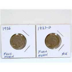 1936 & 1937-D Buffalo Nickels