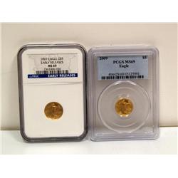 Two 1/10 Ounce American Gold Eagles PCGS/NGC MS69