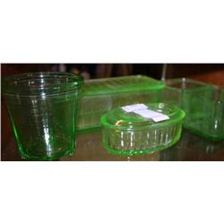 Vintage Green Vaseline Glass Collection