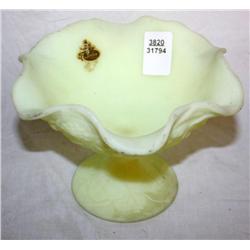 1970's Fenton Custard Vaseline Glass Compote