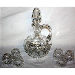 Crystal Decanter and 6 Glasses