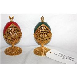 2--- 24 kt Gold & Enamel Fabrege Collectors Eggs