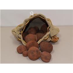 Tan Leather Bag Of Moqui Indian Marbles