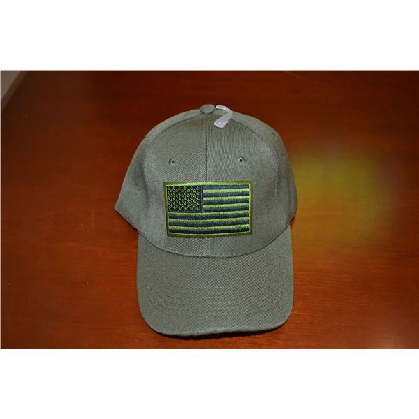 American Flag Green Cap