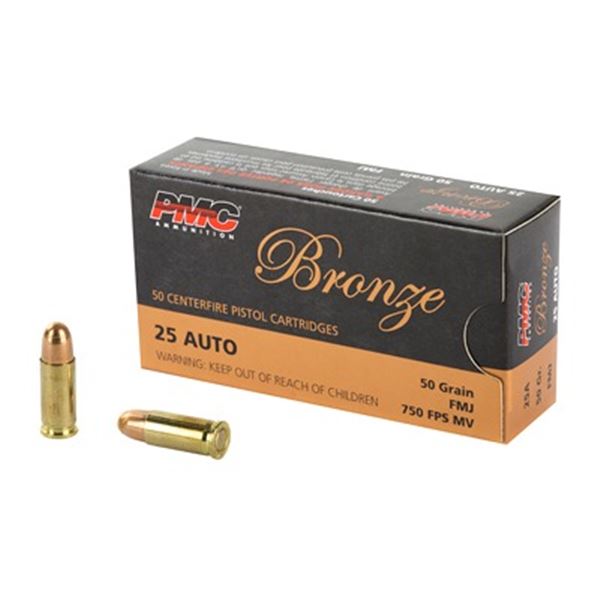 PMC BRNZ 25ACP 50GR FMJ - 250 Rounds
