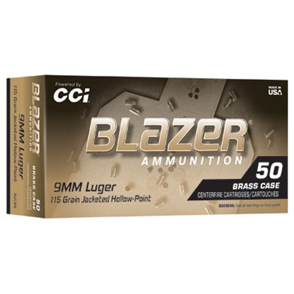 BLAZER BRASS 9MM 115GR JHP - 250 Rounds