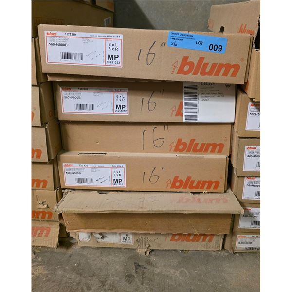 6 Pc - Blum "Blu-Motion" soft closed undermount drawer slides - 16" - 36 Pair - Wholesale Value: $1,