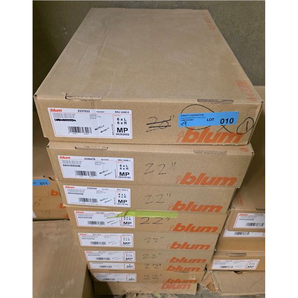 9 Pc - Blum "Blu-Motion" soft closed undermount drawer slides - 22" - 54 Pair - Wholesale Value: $1,