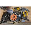 Image 1 : Group - DeWalt nail gun & jigsaw, Makita drill, work light, extension cord, etc.
