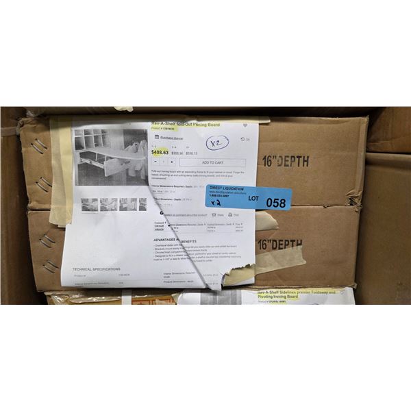 Rev-A-Shelf fold out ironing board (x2) - Wholesale Value: $800