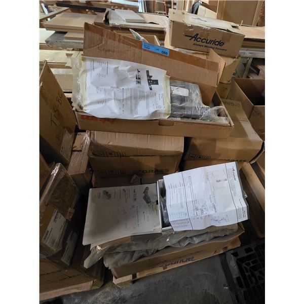 Pallet - Assorted Accuride slides, mounting hardware, pocket door hardware, etc. - Approx. Wholesale