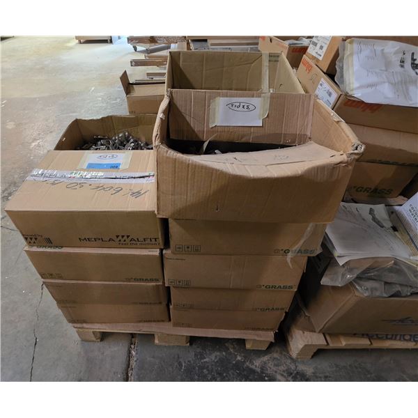 Pallet - Assorted Door hinges, mounting plates & hardware - Approx. Wholesale Value: $4,000+