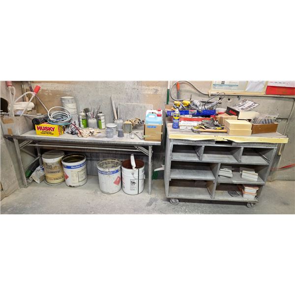 Workbench & Dolly w/ contents - Includes sanders, heat gun, screw caps, etc.