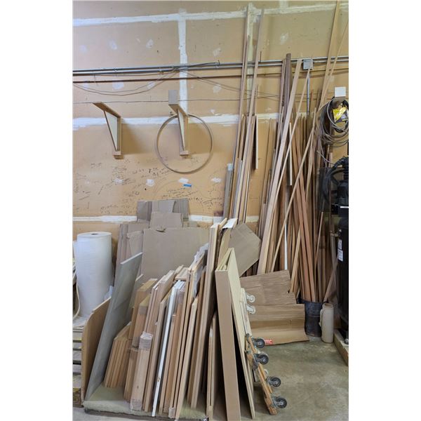 Group - Assorted solid wood doors, drawer fronts, moldings, off-cuts, etc.
