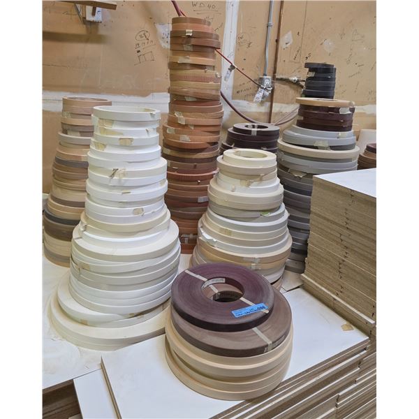 Group - Large lot of edge banding rolls in various colors - Approx. Wholesale Value: $7,000+
