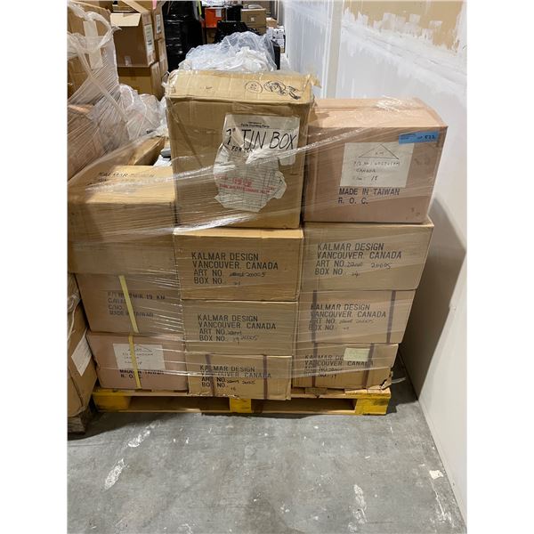 Pallet of pen boxes & misc.